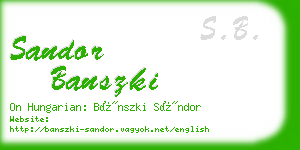 sandor banszki business card